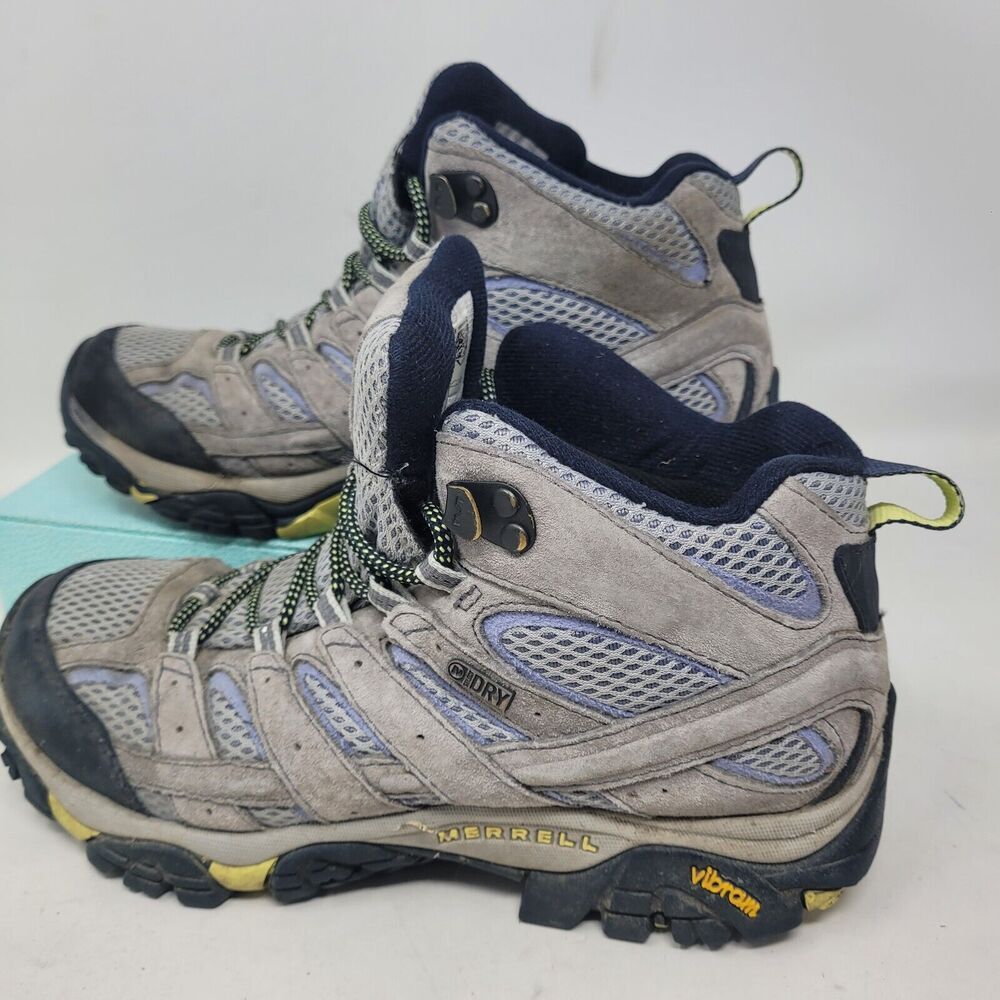 Merrell Womens Moab 2 Mid J19896 Gray Hiking Boots Shoes Vibram Womens Size 8.5